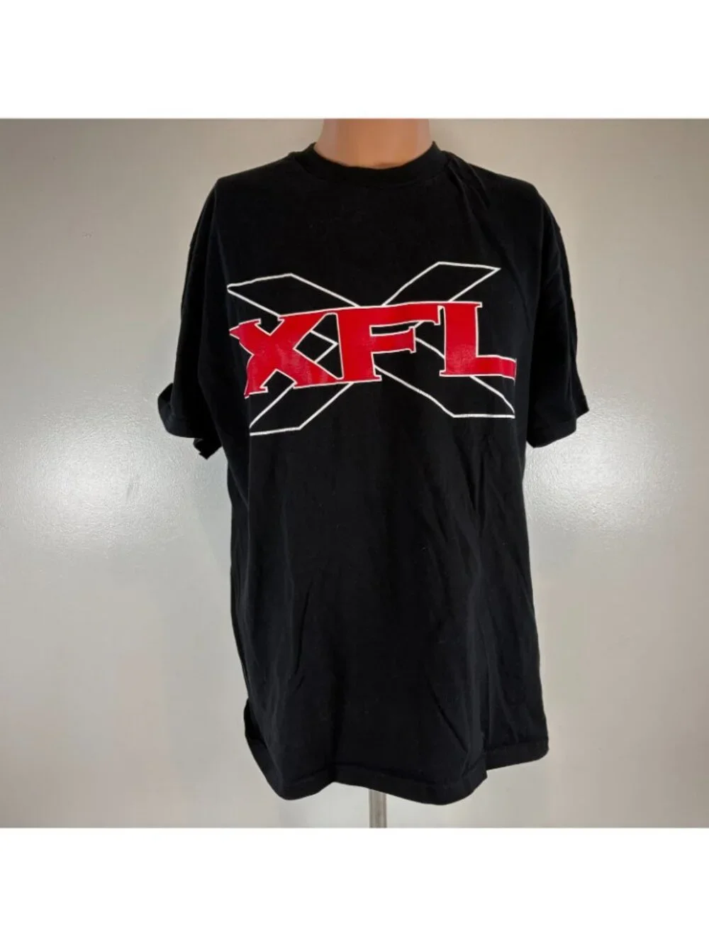 Vintage Champion XFL T Shirt Mens Size L Black Football Logo Vince McMahon Y2K - Picture 2 of 6